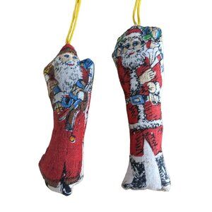 B Shackman Vintage 1970s Lot of 2 Santas Stuffed Father Christmas Pillow Ornamen